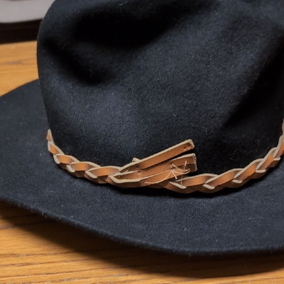 Classic Black Western Hat with Braided Tan Band - Picture 2 of 5
